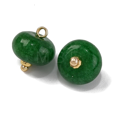 Natural White Jade Dyed Saucer Charms with Rack Plating Golden Tone Brass Bails KK-B103-17B-04-1