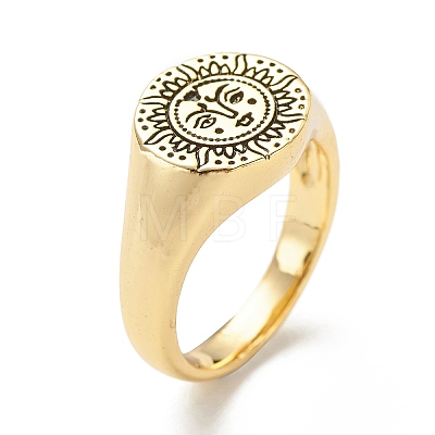 Brass Signet Ring for Women RJEW-E058-01G-07-1