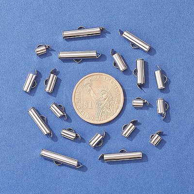 90Pcs 6 Style 304 Stainless Steel Slide On End Clasp Tubes STAS-YW0001-20-1