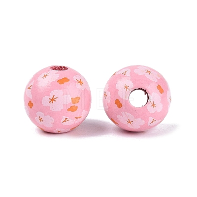 Printed Wood European Beads WOOD-G029-06E-1