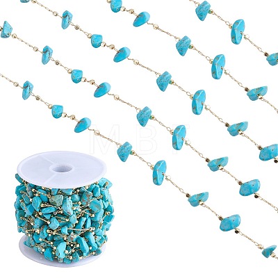 Synthetic Turquoise Chips Beaded Chains CHC-SZ0001-62K-1