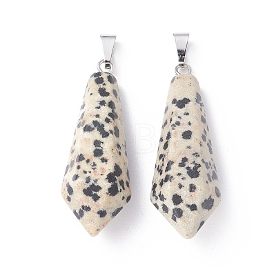 Natural Dalmatian Jasper Pointed Pendants G-I314-02P-15-1