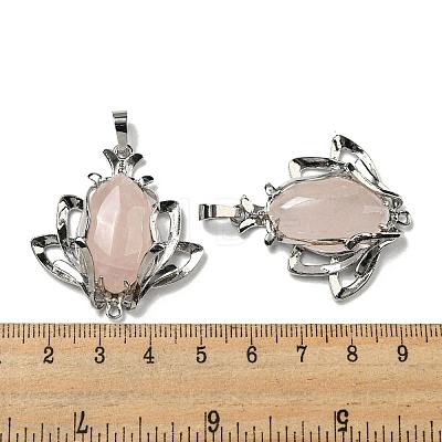 Natural Rose Quartz Pendants G-M434-04P-21-1