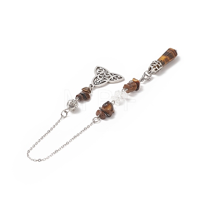 Natural Tiger Eye Pointed Dowsing Pendulums PALLOY-JF02009-02-1