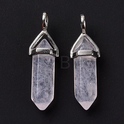 Pink Watermelon Stone Glass Pointed Pendants G-K329-26P-1