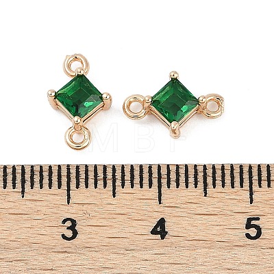 Brass Pave Glass Rhombus Links Connector Charms GLAA-Q088-001F-1