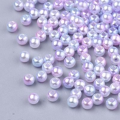 Rainbow ABS Plastic Imitation Pearl Beads OACR-Q174-8mm-01-1