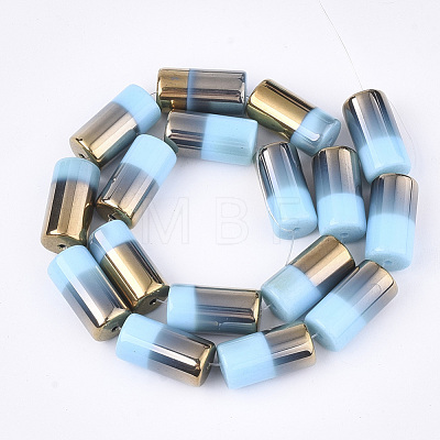 Half Electroplate Opaque Glass Beads Strands EGLA-S177-02-1
