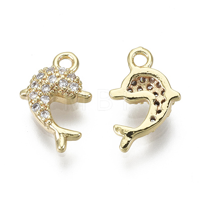 Brass Micro Pave Clear Cubic Zirconia Charms X-KK-S348-545-NF-1