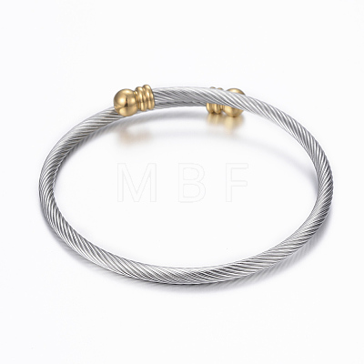 Trendy 304 Stainless Steel Torque Bangles & Rings Sets SJEW-H073-10A-1