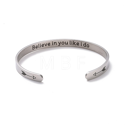 Non-Tarnish 304 Stainless Steel Open Cuff Bangle BJEW-G653-01P-04-1