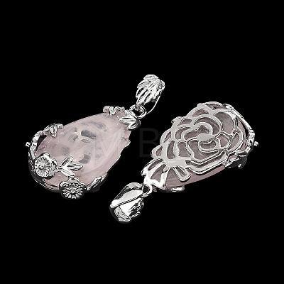 Natural Rose Quartz Pendants G-P393-P05-1