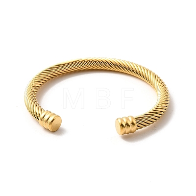 Ion Plating(IP) 304 Stainless Steel Twist Rope Open Cuff Bangle BJEW-P283-10B-G-1