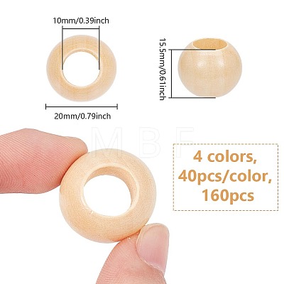 160Pcs 4 Colors Wood Beads WOOD-NB0002-92-1