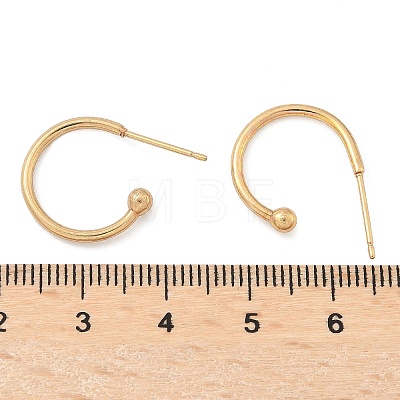 304 Stainless Steel C-shaped Hoop Circle Ball Stud Earrings STAS-K204-04G-1