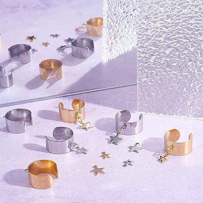 Unicraftale DIY Star Charm Cuff Ring Making Kit DIY-UN0003-68-1