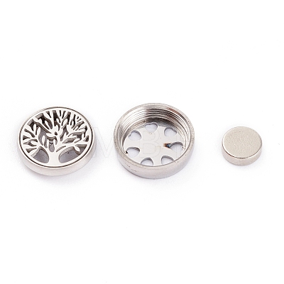 304 Stainless Steel Magnetic Diffuser Locket Aromatherapy Essential Oil Buckle AJEW-M027-11P-1