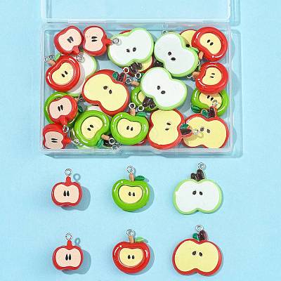 32Pcs 5 Styles Opaque Resin Pendants RESI-FS0002-39-1