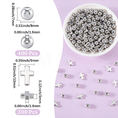 600Pcs 2 Styles CCB Plastic Beads CCB-SP0001-15A-1