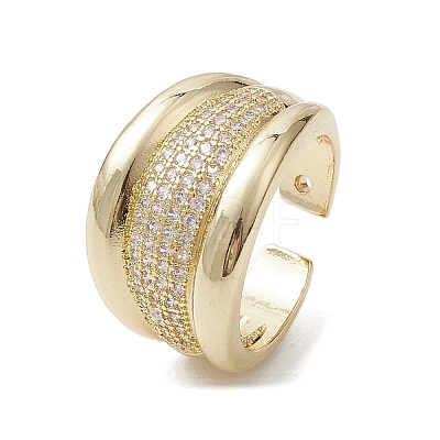 Brass with Micro Pave Cubic Zirconia Adjustable Rings RJEW-K257-54G-1