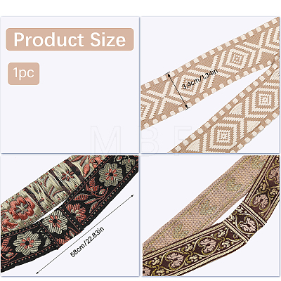 3Pcs 3 Style Flower/Rhombus/Floral Pattern Polyester Woven Belt Ornament Accessories FIND-CA0007-03-1