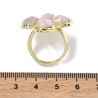 Natural Cherry Blossom Agate Faceted Adjustable Finger Rings for Women RJEW-A092-01G-14-1