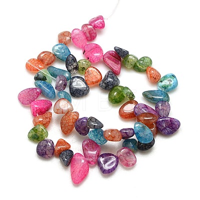 Natural Nuggets Crackle Agate Beads Strands G-P032-06-1