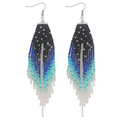 Glass Seed Beads Tassel Dangle Earrings QW8012-1