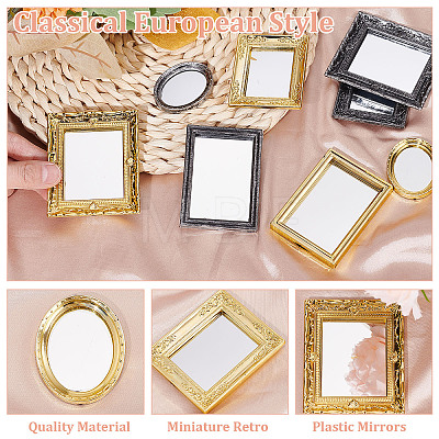 8Pcs 8 Style Miniature Retro Plastic Mirrors MJEW-CP0001-01-1