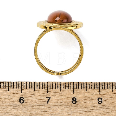 Oval Natural Red Jasper Finger Rings RJEW-M063-01G-08-1