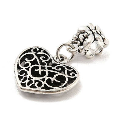 Rack Plating Tibetan Style Alloy Heart European Dangle Charms FIND-B034-40AS-1