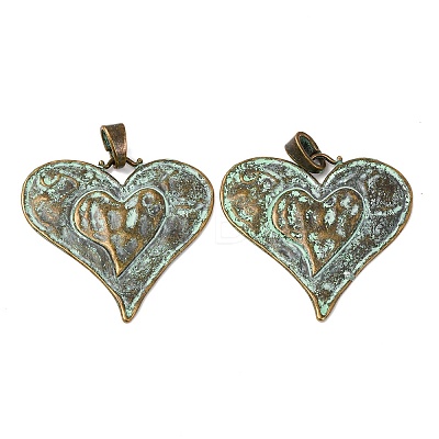 Heart Tibetan Style Alloy Big Pendants TIBEP-R342-10-RS-1