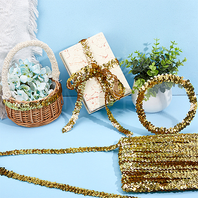 Polyester with Paillette Lace Trim Ribbon OCOR-WH0101-90E-1