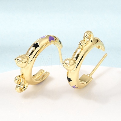 Brass Enamel Stud Earrings KK-CBA8324-23G-1