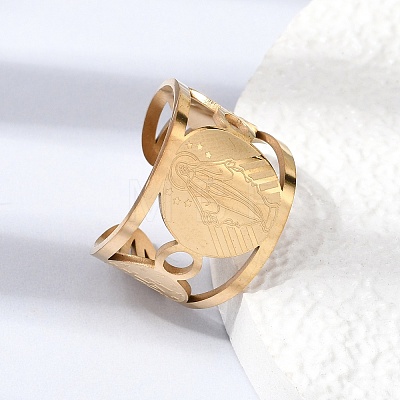 304 Stainless Steel Open Cuff Rings for Women RJEW-A099-01G-1