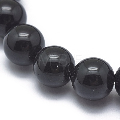 Synthetic Black Stone Bead Stretch Bracelets BJEW-K212-C-032-1
