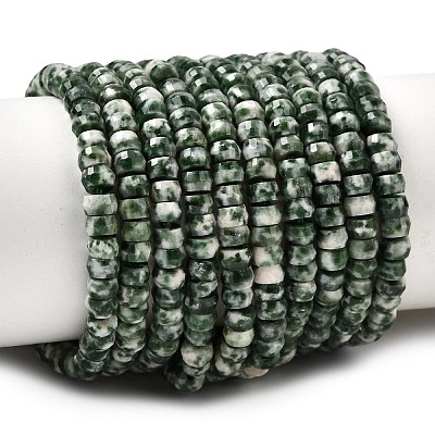 Natural Green Spot Jasper Heishi Beads Strands G-A299-A22-01-1