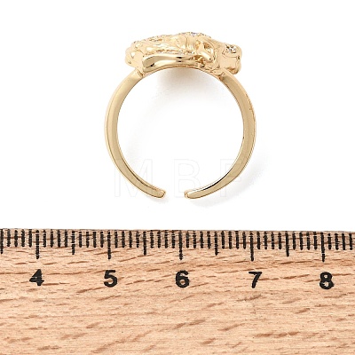 Brass Micro Pave Cubic Zirconia Cuff Open Rings for Women RJEW-F216-02G-1