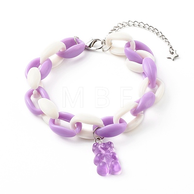 Resin Bear Charm Bracelets BJEW-JB06281-1