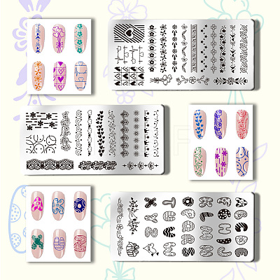 Stainless Steel DIY Nail Art Templates MRMJ-WH0092-016-1