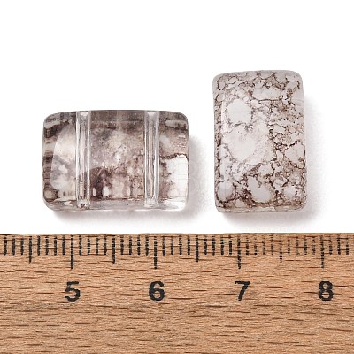 2-Hole Baking Paint Transparent Glass Beads GL-CBA5BF9-01B-1