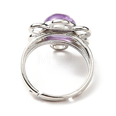 Natural Amethyst Adjustable Rings RJEW-P043-01P-16-1