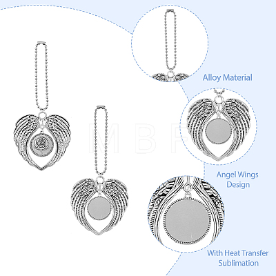 4Pcs 2 Style Tibetan Style Alloy Heat Transfer Sublimation Hanging Blank Pendant Decorations HJEW-FH0006-54-1