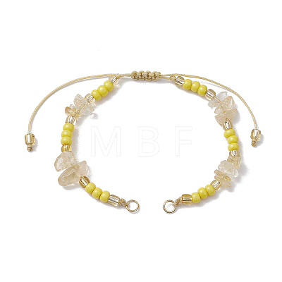 Natural Citrine Chips & Handmade Seed Beads Braided Bracelet Making AJEW-MZ00004-03-1