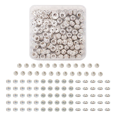 Cheriswelry 100Pcs 4 Styles Pave Disco Ball Beads RB-CW0001-01-1