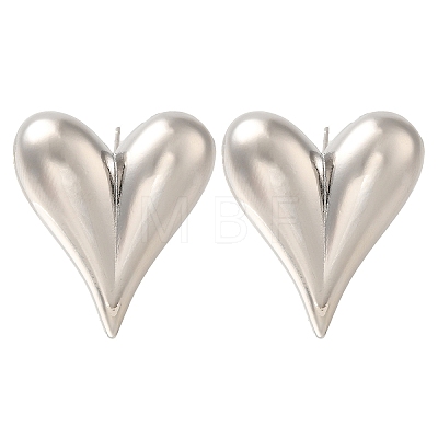 Rack Plating Heart Brass Stud Earrings EJEW-I310-13P-1