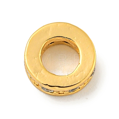 Brass Micro Pave Clear Cubic Zirconia European Beads KK-G493-41G-1