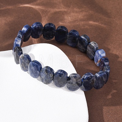 Natural Sodalite Faceted Beaded Stretch Bracelets for Women BJEW-K251-07C-1