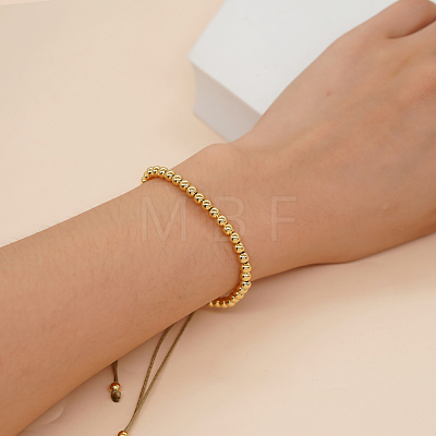 Adjustable Brass Round Braided Bead Bracelets for Women MI8325-1