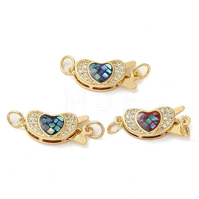 Brass Micro Pave Clear Cubic Zirconia Box Clasps KK-K385-094G-1